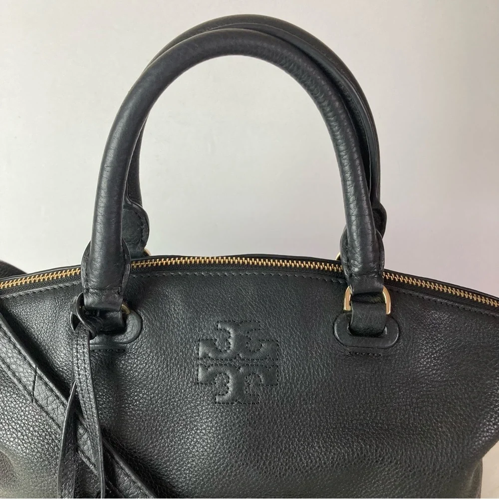 Tory Burch Thea Satchel Shoulder Strap Leather Bag Black